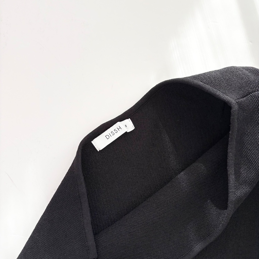 DISSH one shoulder cut out black ribbed maxi dress - Picture 5 of 6